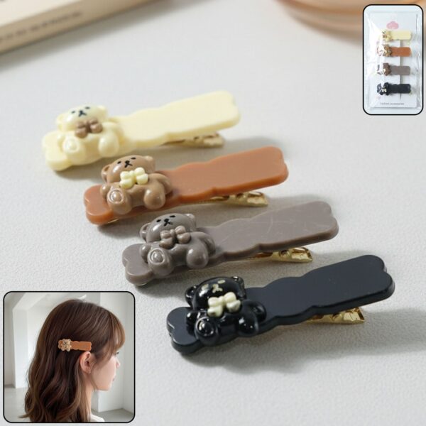 Cute Teddy Bear Decorative Snap Hair Clips Set
