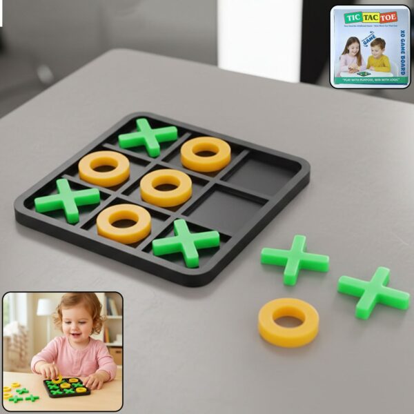 Classic Tic Tac Toe Board Game with X and O Pieces