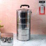 5 Compartment Lunch Box (Stainless Steel): Round Tiffin, Leakproof (16x5") - Image 7