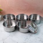 5 Compartment Lunch Box (Stainless Steel): Round Tiffin, Leakproof (16x5") - Image 3