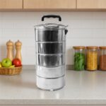 5 Compartment Lunch Box (Stainless Steel): Round Tiffin, Leakproof (16x5") - Image 4