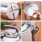 5 Compartment Lunch Box (Stainless Steel): Round Tiffin, Leakproof (16x5") - Image 8
