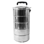 5 Compartment Lunch Box (Stainless Steel): Round Tiffin, Leakproof (16x5") - Image 5