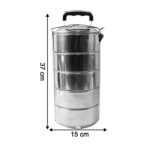 5 Compartment Lunch Box (Stainless Steel): Round Tiffin, Leakproof (16x5") - Image 6