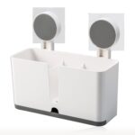 Wall Mounted 3 Compartment Toothbrush Holder with Adhesive Installation (1 Pc) - Image 5