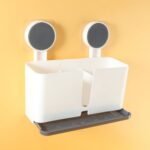 Wall Mounted 3 Compartment Toothbrush Holder with Adhesive Installation (1 Pc) - Image 8