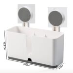 Wall Mounted 3 Compartment Toothbrush Holder with Adhesive Installation (1 Pc) - Image 7