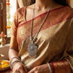 Oxidized Silver Finish Sunburst Floral Pendant Necklace (1 Pc) - Image 3