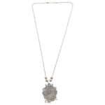 Oxidized Silver Finish Sunburst Floral Pendant Necklace (1 Pc) - Image 5