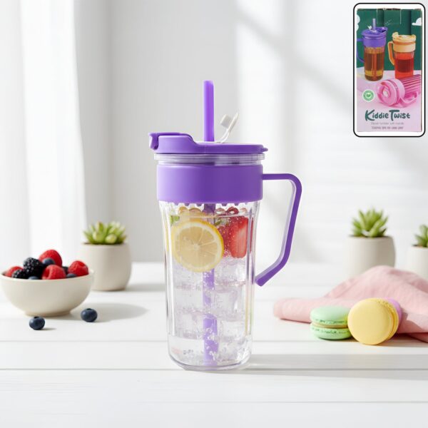 Kiddie Style Plastic Tumbler with Straw and Handle