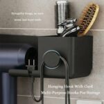 Wall Mounted Hair Dryer Holder with Multipurpose Organizer Shelf and Hook - Image 8