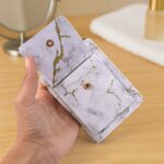 Compact Marble Finish Snap Button Card Holder Wallet (1 Pc) - Image 4