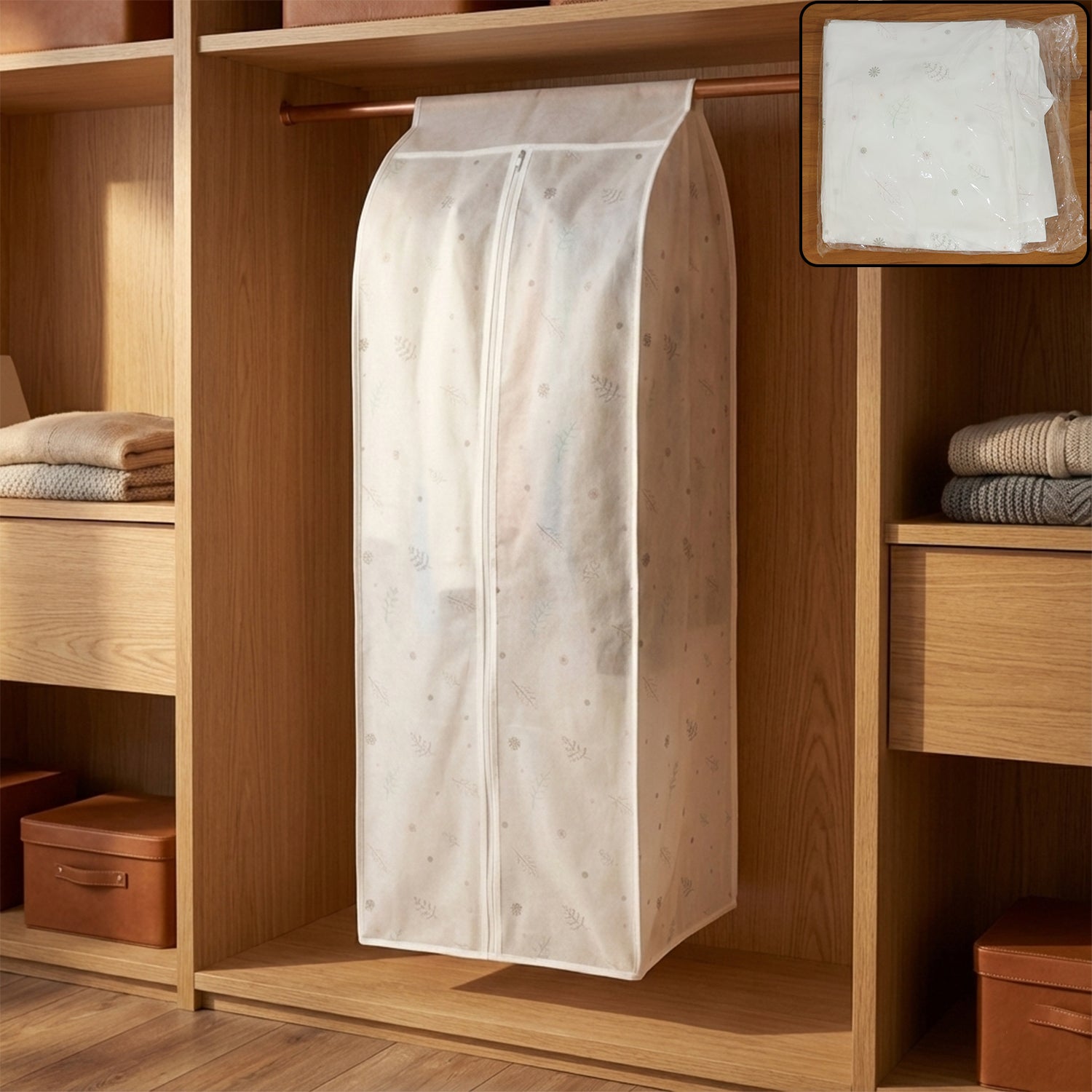 Wardrobe-Hanging-Clothes-Storage-Bag-01.jpg Hanging Garment Storage Cover (100 × 50 cm) - Image 1