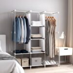 8 Compartment Portable Fabric Wardrobe Closet, Collapsible Wardrobe Racks - Image 3