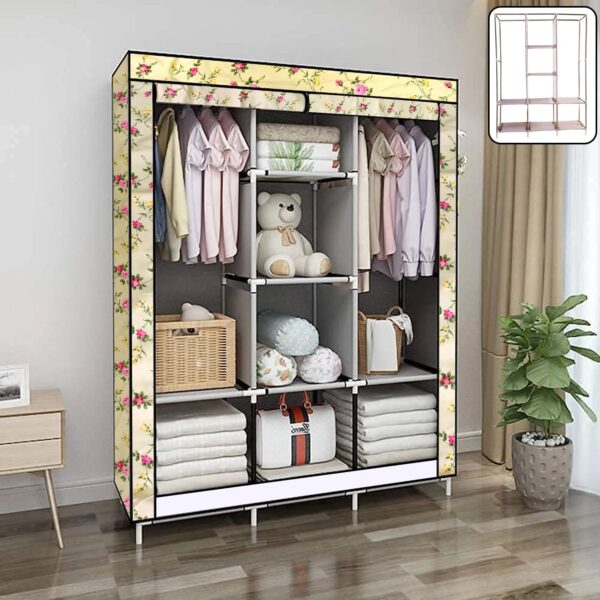 8 Compartment Portable Fabric Wardrobe Closet, Collapsible Wardrobe Racks