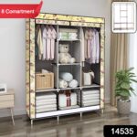 8 Compartment Portable Fabric Wardrobe Closet, Collapsible Wardrobe Racks - Image 2