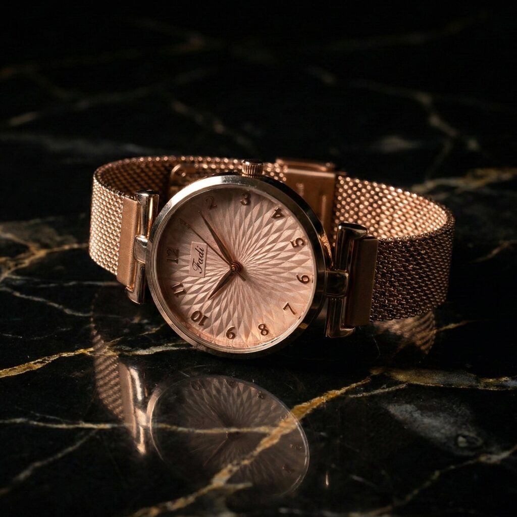 Elegant Rose Gold Finish Analog Wrist Watch