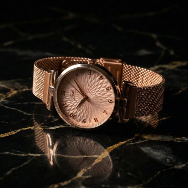 Elegant Rose Gold Finish Analog Wrist Watch