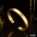 Elegant Gold Finish Open Cuff Bracelet Kada (1 Pc) - Image 2