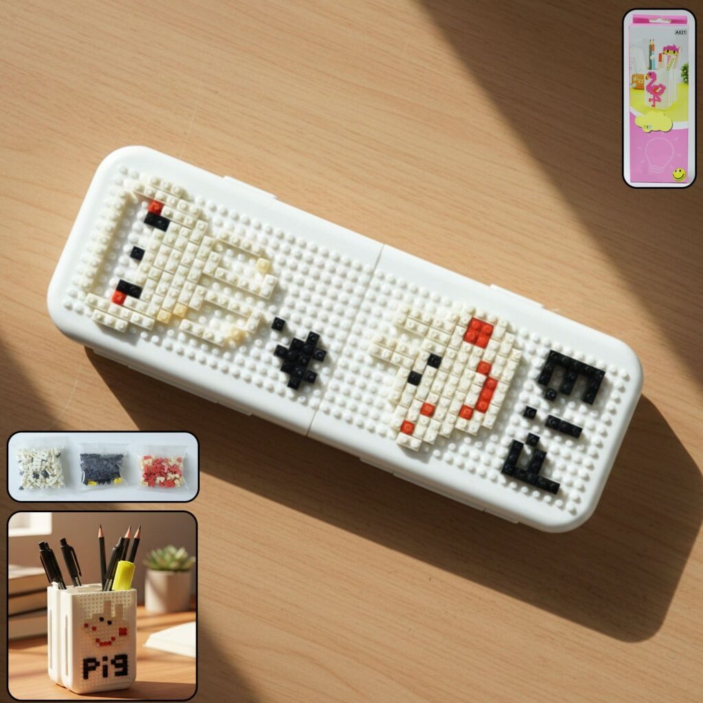 Decorative Pixel Art Style Desk Pen Holder