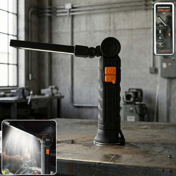 Large Rechargeable Adjustable LED Work Light with Magnetic Base