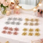 Glitter Flower Hair Clip Set (6 Pc Mix Color Set) - Image 9