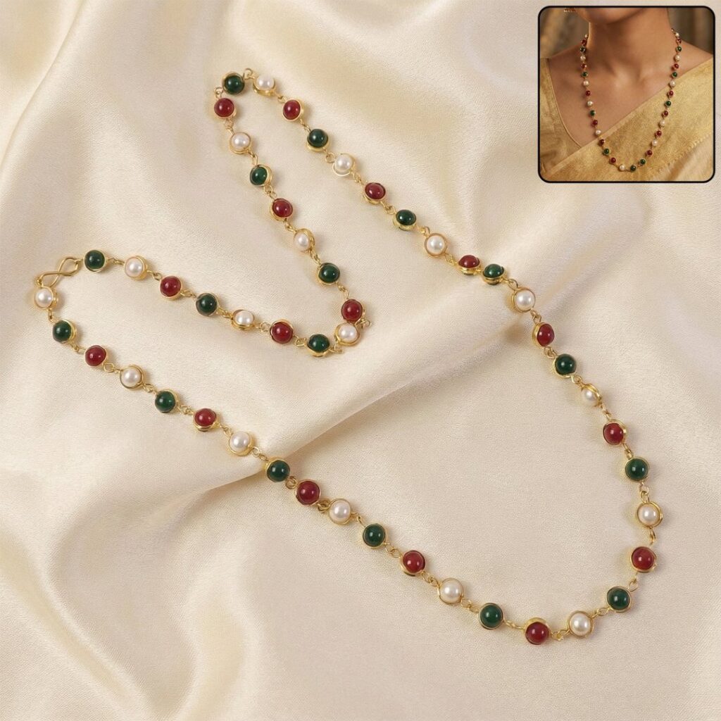 Traditional Multicolor Beaded Pearl Necklace
