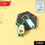 Cute Avocado Cartoon Keychain with Name Tag Holder (1 Pc) - Image 2
