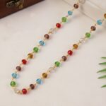 Multicolour Crystal Beaded Necklace with Gold-Tone Links (1Pc) - Image 4