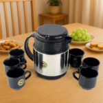 Tea and Coffee Thermos Flask and 6 Ceramic Cups (1 Set) - Image 4