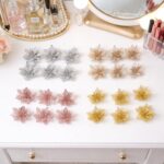 Glitter Flower Hair Clip Set (6 Pc Mix Color Set) - Image 8