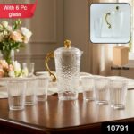 Elegant Textured Glass Water Jug with 6 glasses Set (1 Set) - Image 2
