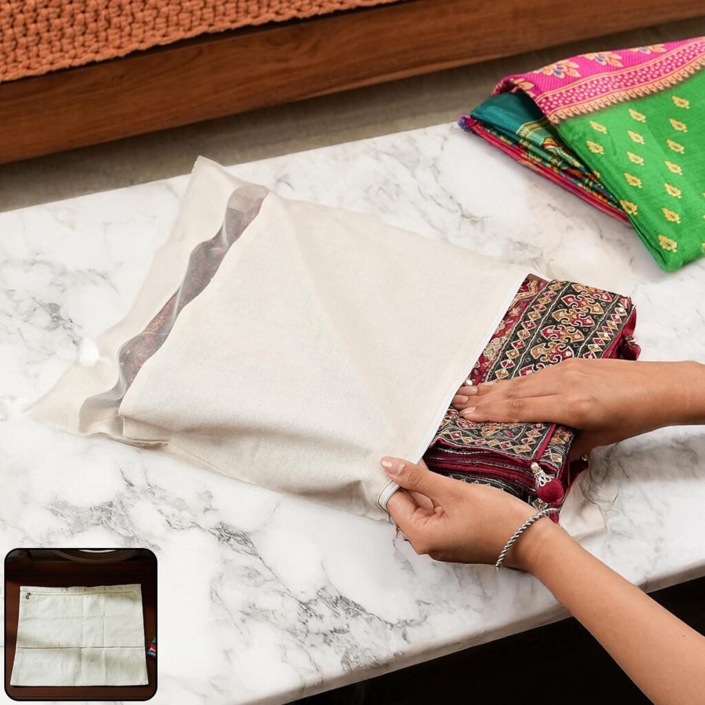 Zip Closure Saree Storage Bag