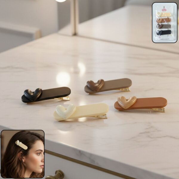 Decorative Hair Clip Set with Heart Accent