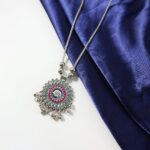 Antique Silver-Tone Oxidized Floral Mandala Pendant Necklace (1 Pc) - Image 7