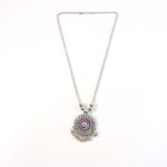 Antique Silver-Tone Oxidized Floral Mandala Pendant Necklace (1 Pc) - Image 5
