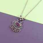 Elegant Traditional Oxidised Temple Motif Long Necklace (1 Pc) - Image 6