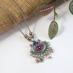 Elegant Traditional Oxidised Temple Motif Long Necklace (1 Pc) - Image 3