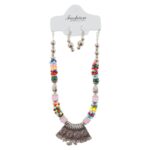 Premium Multicolor Beaded Oxidised Necklace (1 Pc Set) - Image 5