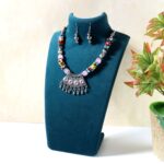 Premium Multicolor Beaded Oxidised Necklace (1 Pc Set) - Image 3