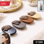 Cute Cartoon Bear Design Hair Clip Set (4 Pc) - Image 2