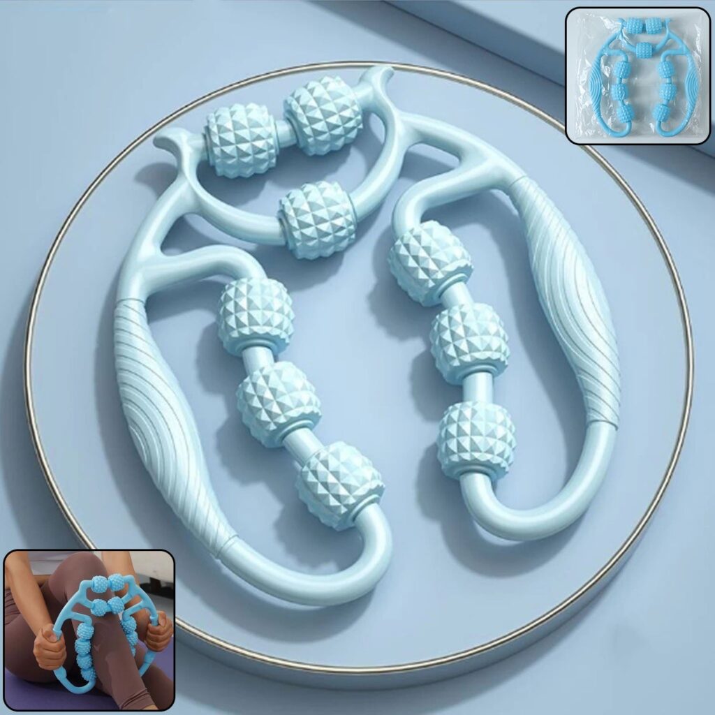 Handheld body massage roller with textured balls