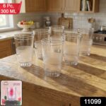 Transparent Janta Drinking Glass Set (300ml, 6 Pc Set) - Image 2