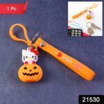 Cute Cartoon Cat & Pumpkin Theme Silicone Keychain (1 Pc) - Image 2