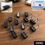 Medium Size Heavy-Duty Black Binder Clips Set (32 mm, 12 Pc) - Image 2
