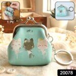 Cute Cartoon Cat Printed Mini Coin Purse Keychain (1 Pc) - Image 2