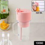 Portable Crusher Juicer With Handle & Straw, USB Rechargeable Multi Blades (420 ML) - Image 13