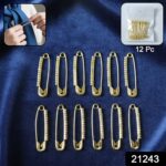Decorative Golden Safety Pin Brooch Set (12 Pc Set) - Image 2