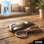 Stainless Steel Nail Clipper Set with Keychain Holder (2 Pc) - Image 2