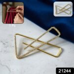 Premium Golden Crystal Triangle Saree Safety Pin Brooch (1 Pc) - Image 2